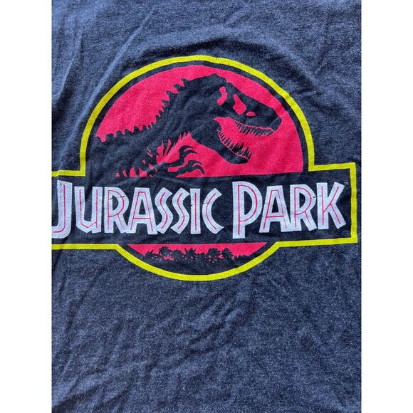 JURASSIC PARK Heather Black dinosaur Racerback raw stitching tank top sz XS - Picture 6 of 7
